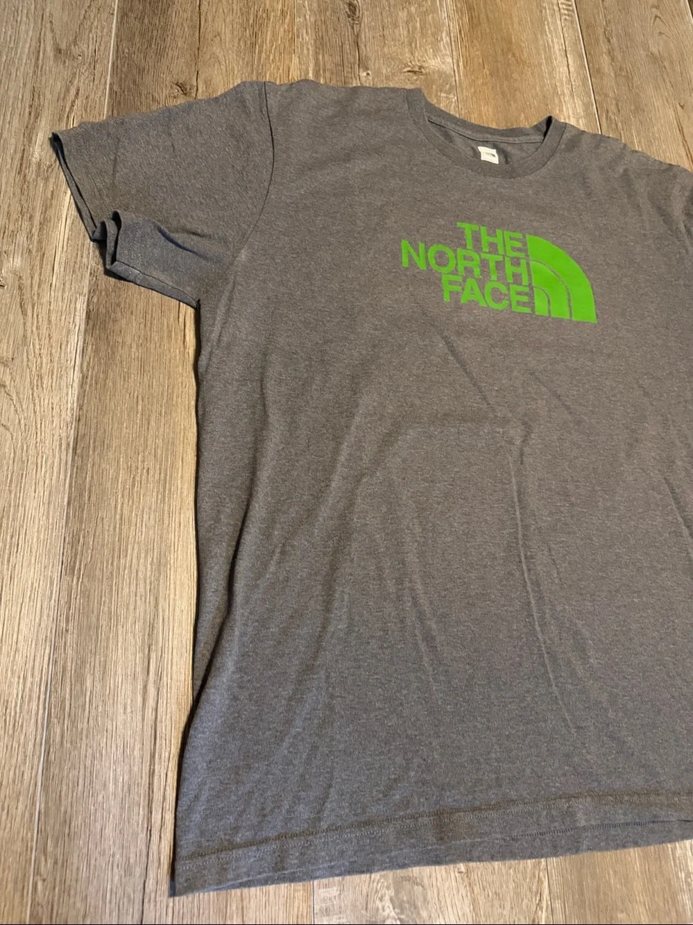 The North Face Short Sleeve Gray Tee with Green Logo